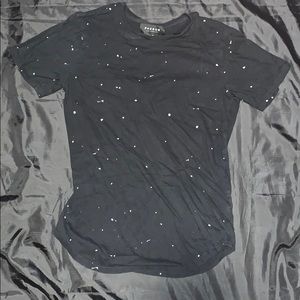 Paint splattered black T-shirt